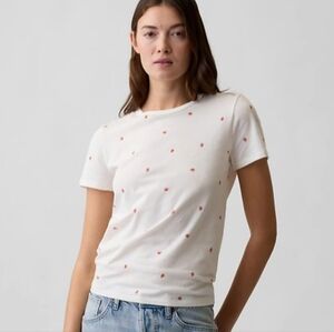 Gap White Cherry Print Short Sleeve T-shirt L